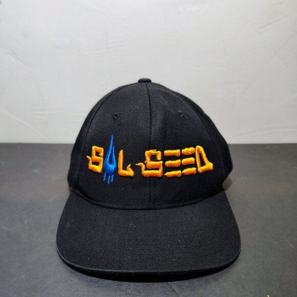 Sol Seed Mesh Hat Cap Snap Back Black Funk Band Embroidered Logo Trucker Panel - Picture 1 of 9